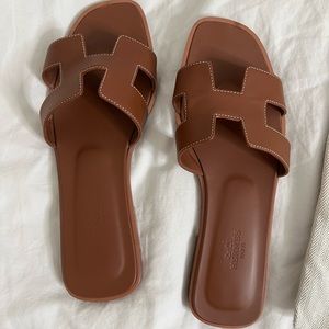 COPY - Hermes Oran Sandals tan leather